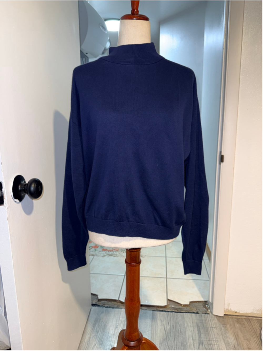 Pendleton Navy mock Turtleneck Sweater Size XL. 100% cotton USA